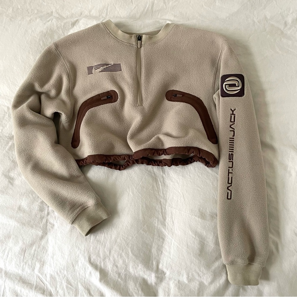 cactus jack x nike cropped half zip fleece